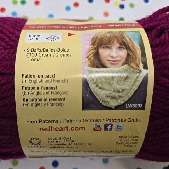 Red Heart Yarn Wool Bundle, TROPICAL NICKEL DHALIA - Picture 6 of 11